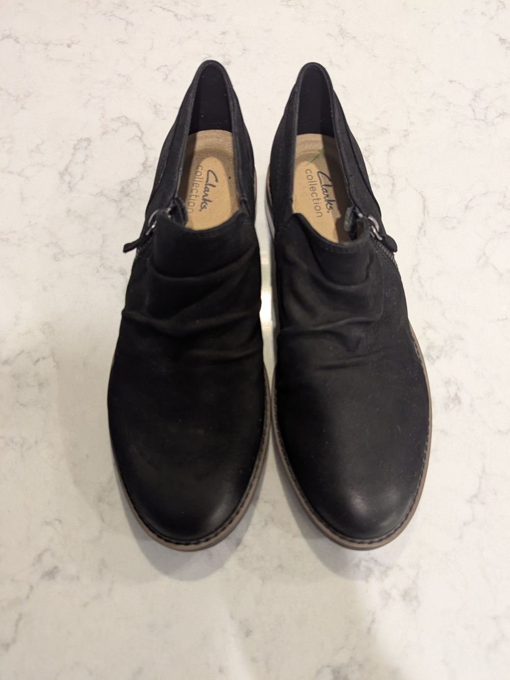 Clarks Black Suede Slip-On Loafers for Women